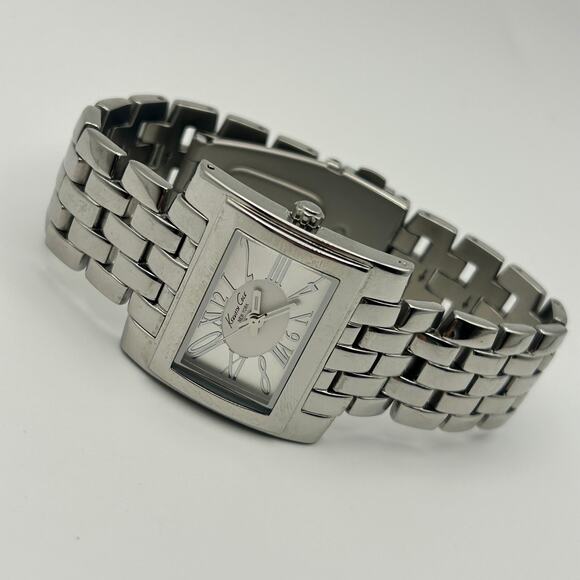 Kenneth Cole Silver Tone Stainless Steel Women’s Watch Working New Battery - Picture 4 of 8